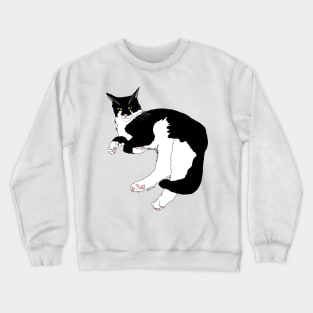 Cute Tuxedo Cat why are you looking at me?  Copyright TeAnne Crewneck Sweatshirt